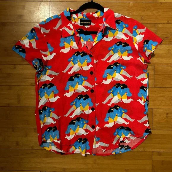 Nooworks RARE Dancing Ladies Button Up Size Large - Picture 12 of 12